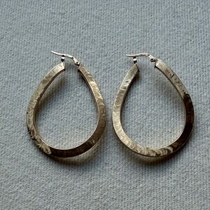 Gold 14kt Teardrop Hoop Earrings - Made in Italy